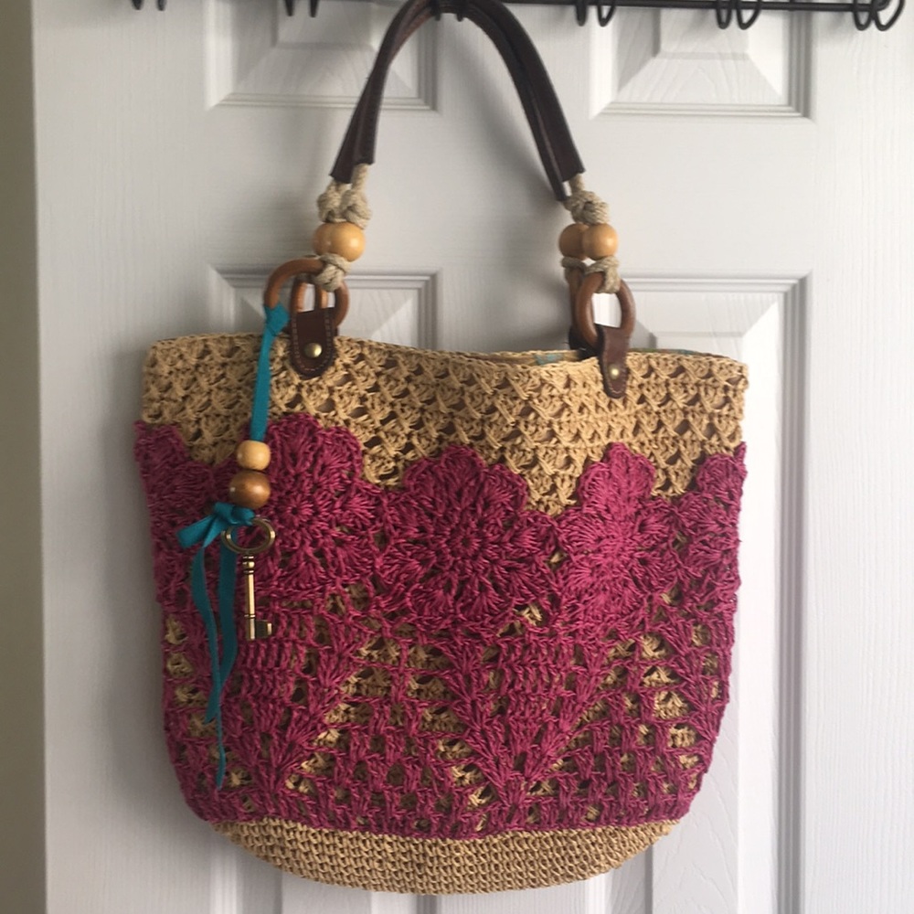 🌺 Fossil Straw Shoulder Bag